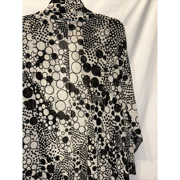 Ali Miles Cardigan Womens Plus 3X Black White Sheer Mesh Sweater Lightweight - Picture 13 of 13